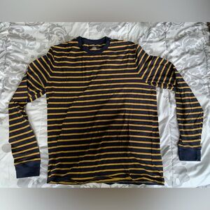 J. Crew Navy and Yellow Striped Tee